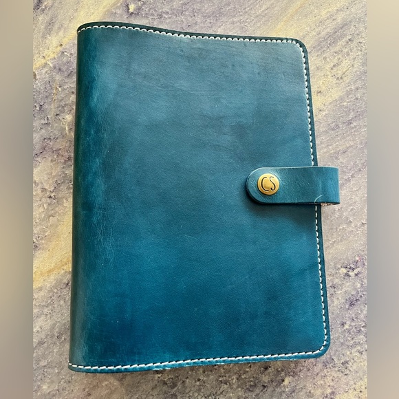 New Chic Sparrow A5 Number 10 Travelers Notebook Folio Leather Patina Blue TN